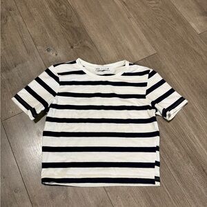 Zara Kids Black and White Striped Tee